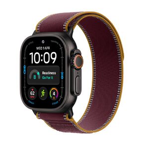 Apple Watch Ultra 4 Cellular 49mm Black Titanium Case with Burgundy Trail Loop S/M