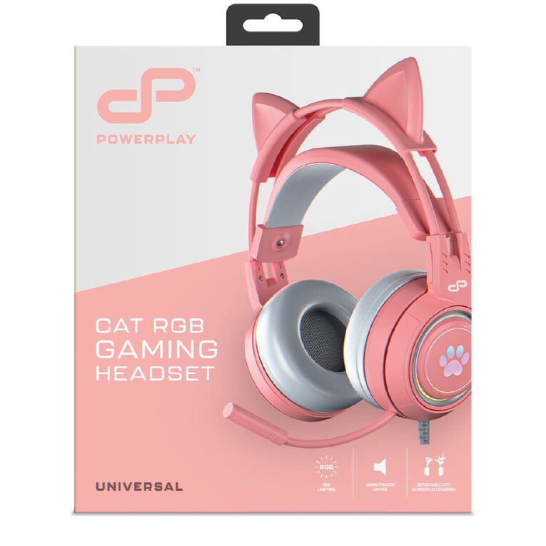 PowerPlay Cat RGB Gaming Headset - Pink, , hi-res