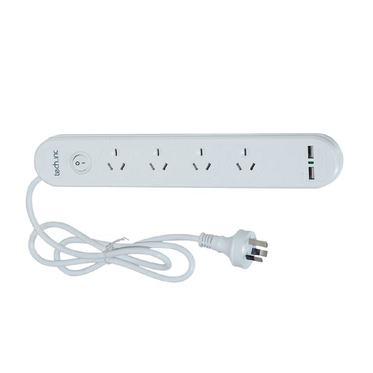Tech.Inc 4 Way Powerboard with Surge Protection & USB, , hi-res