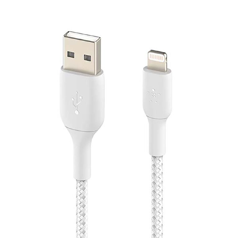 Belkin Braided Lightning Cable 2m White Noel Leeming