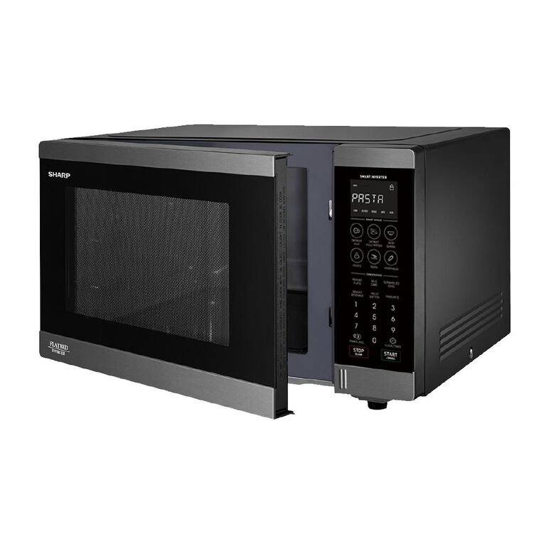 Sharp 30L Flatbed Inverter Microwave Black Stainless Noel Leeming