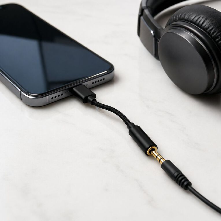 STM USB-C (Male) to 3.5mm (Female) Audio Cable - Black, , hi-res