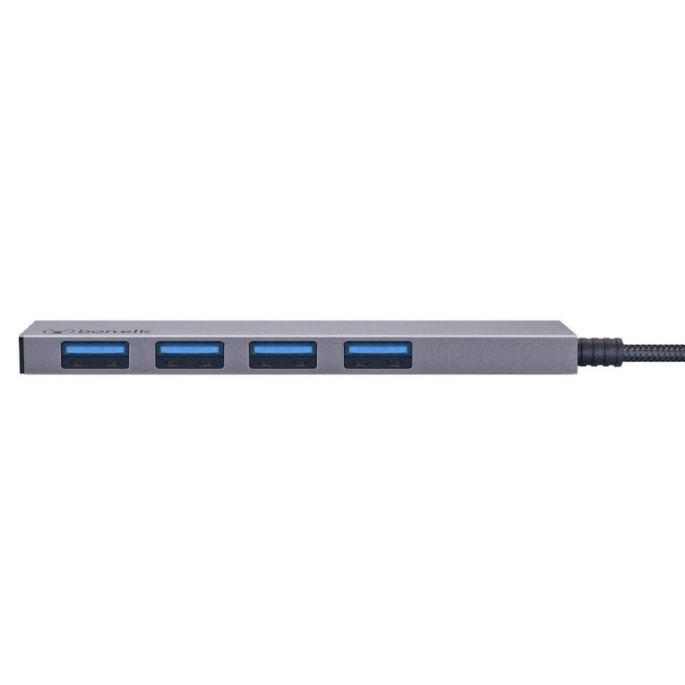 BONELK Long-Life USB-A to 4 Port USB 3.0 Slim Hub (Space Grey), , hi-res