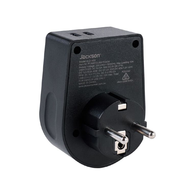 Jackson Rapid Charge PD30W USB-C Outbound Travel Adaptor for Europe & Bali, , hi-res