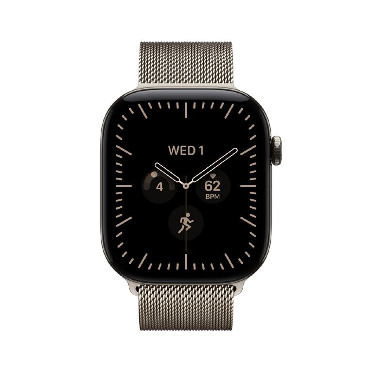 Apple Watch Series 12 Cellular 46mm Natural Titanium Case with Natural Milanese Loop S/M, , hi-res