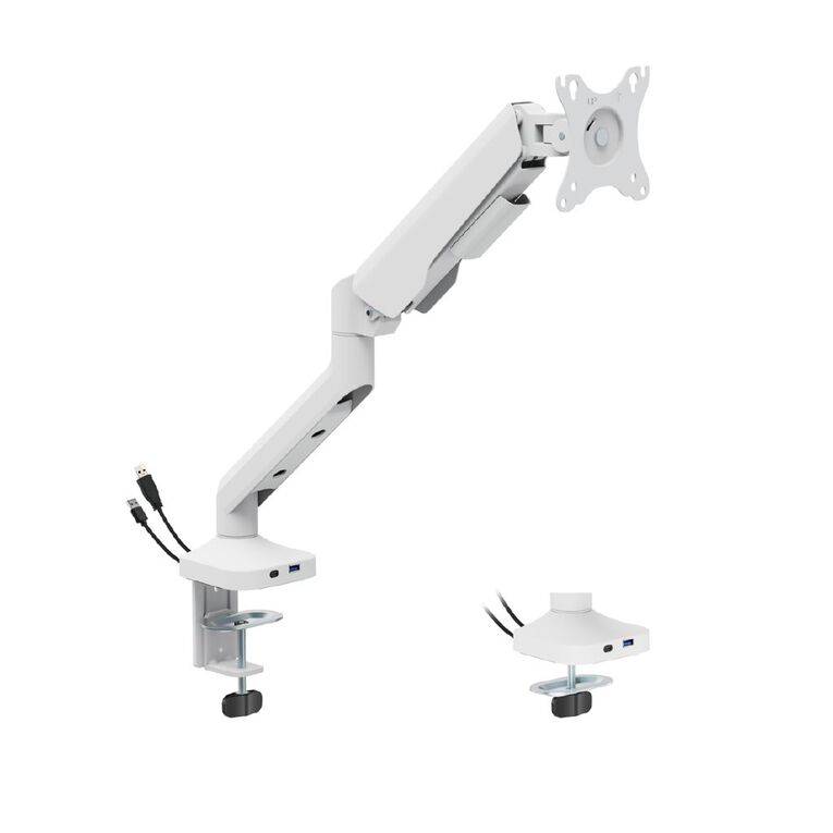 Bracom Flexprecision Gas Spring Monitor Arm With USB Ports White, , hi-res