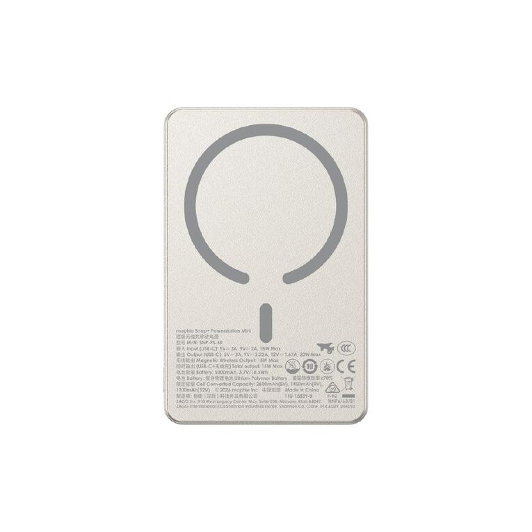 Mophie Snap+ Powerstation Mini 5K Mag - White Titanium, , hi-res