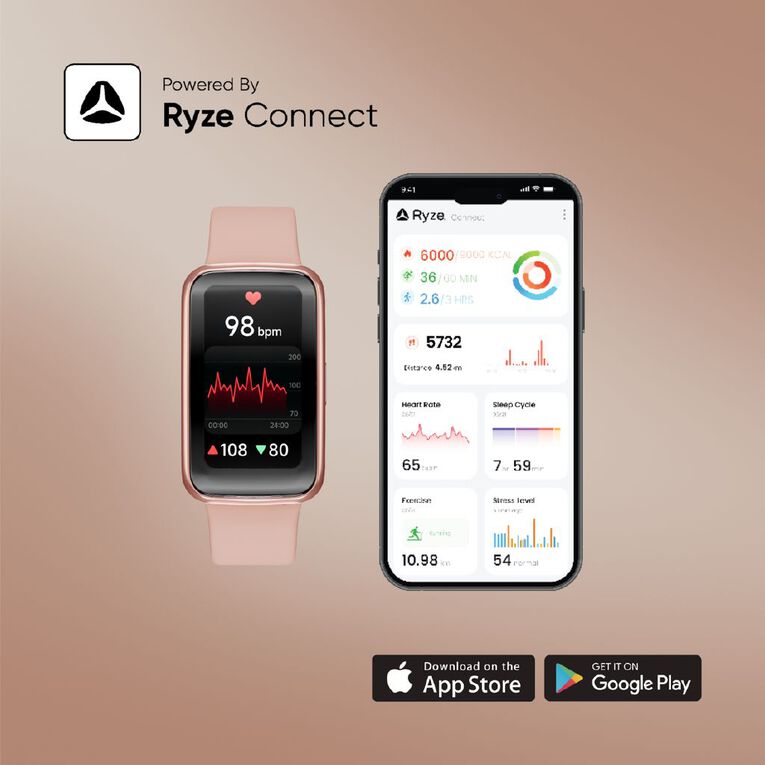 Ryze Elevate Gen-2 Smart Watch Pink + Hot Pink, , hi-res