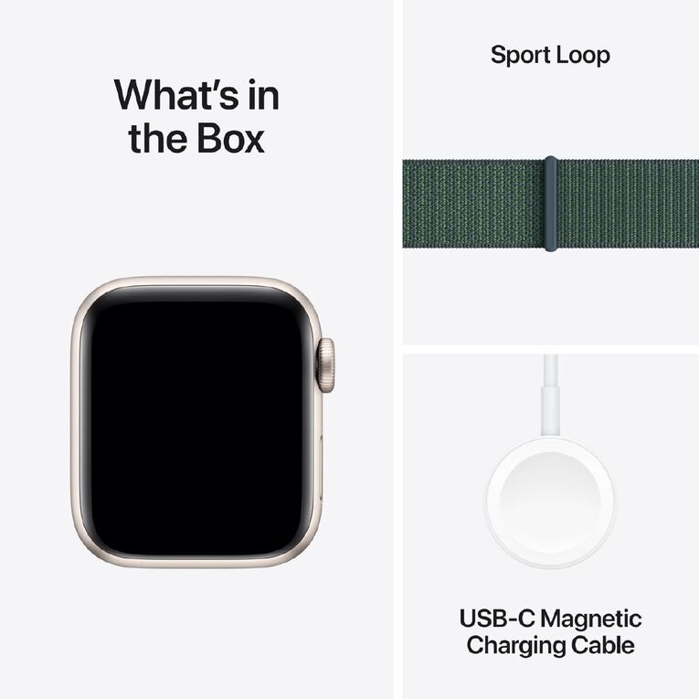 Apple Watch SE GPS 40mm Starlight Aluminium Case with Lake Green Sport Loop, , hi-res