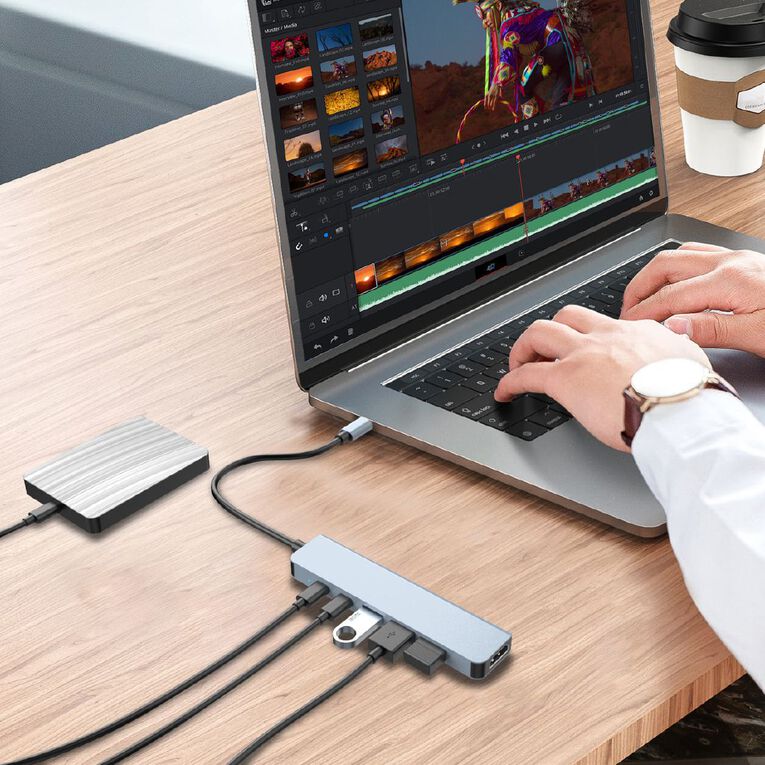 Laser USB-C to 6 Port USB and HDMI Hub, , hi-res