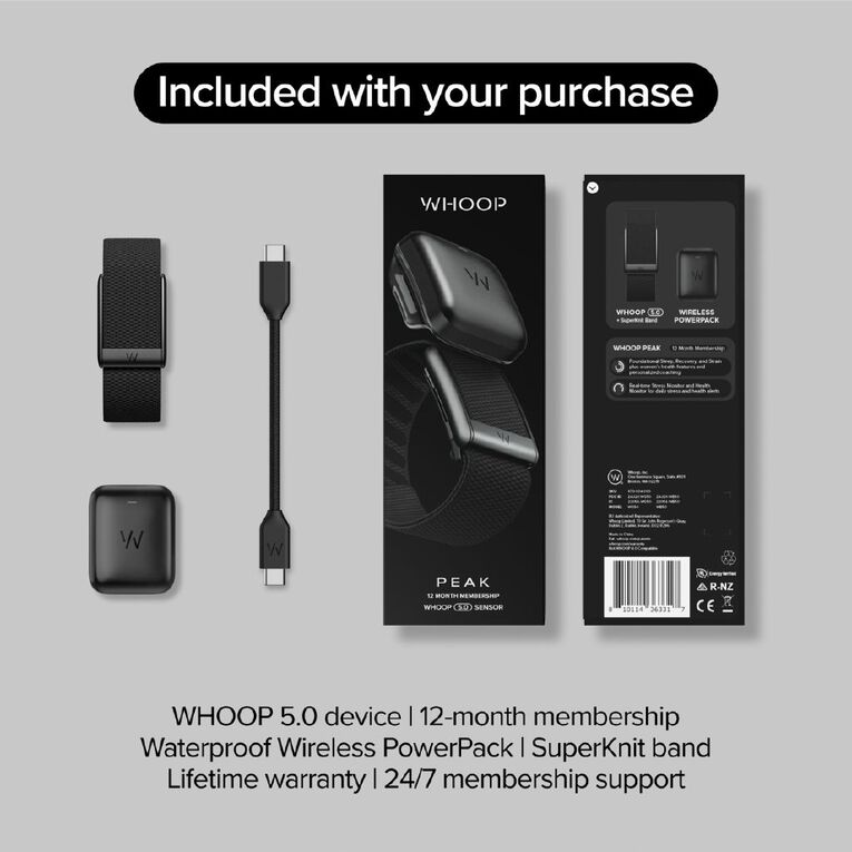 WHOOP Peak 5.0 Health and Fitness Tracker - Obsidian, , hi-res