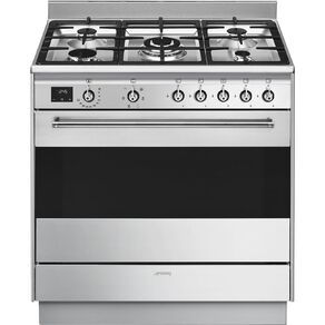 Smeg 90Cm Stainless Steel Freestanding Oven With Gas Cooktop And Digi Screen