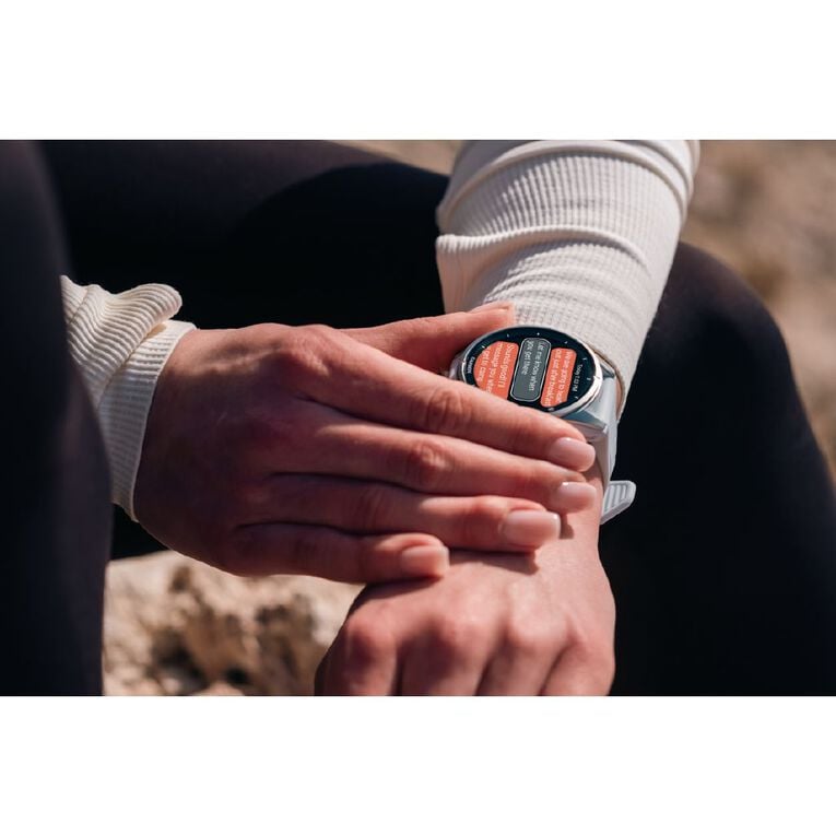 Garmin Fenix 8 43mm Glass AMOLED - Bare Stainless Steel with Whitestone Band, , hi-res
