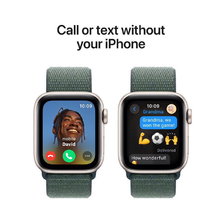Apple Watch SE GPS 40mm Starlight Aluminium Case with Lake Green Sport Loop, , hi-res