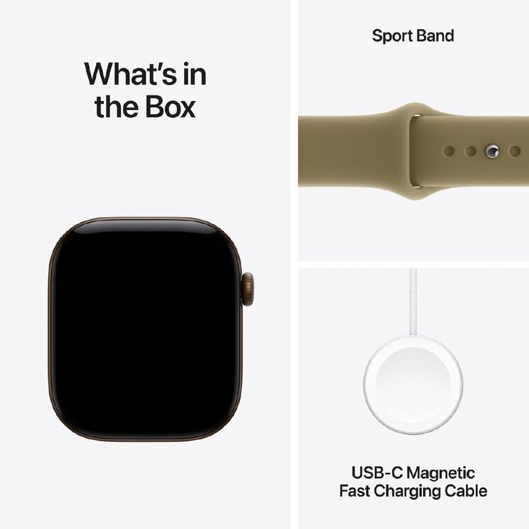 Apple Watch Series 12 Cellular 46mm Dark Bronze Aluminium Case with Olive Sport Band S/M, , hi-res