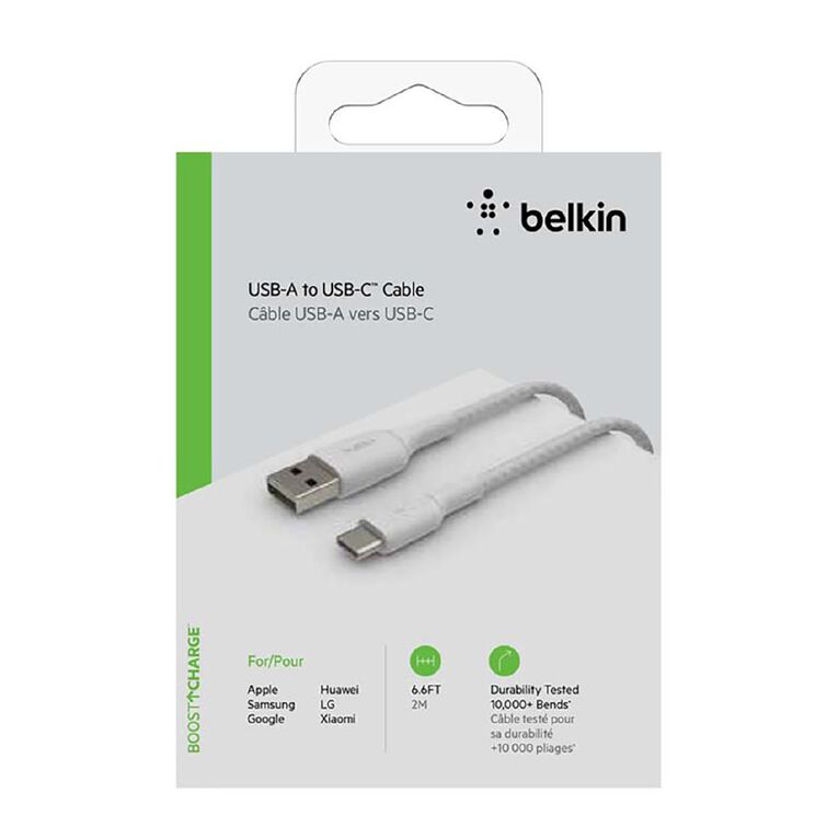 Belkin Braided USB-C Cable 2m - White, , hi-res