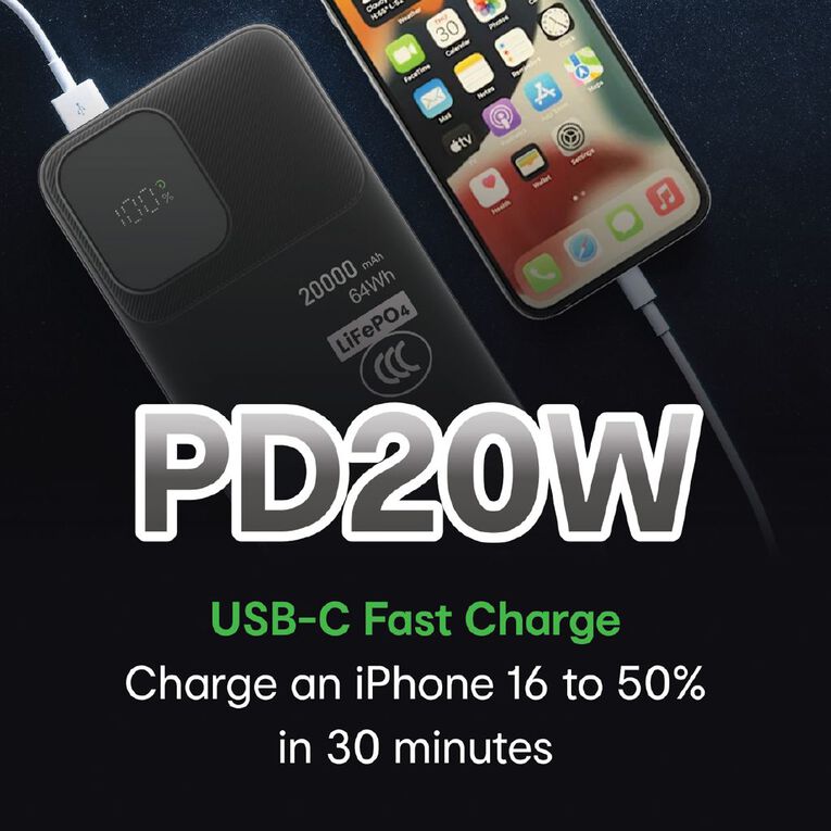 Laser 20K LFP Powerbank - Black, , hi-res