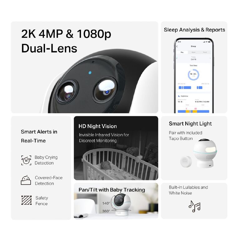 TP-Link Tapo C840 Pan & Tilt AI Smart Baby Monitor, , hi-res