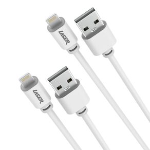 Laser Lightning to USB A Cable (2 Pack) 2m - White