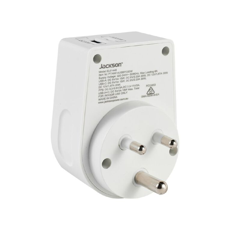 Jackson Rapid Charge PD20W USB-C & USB-A Outbound Travel Adaptor for India & Sri Lanka, , hi-res