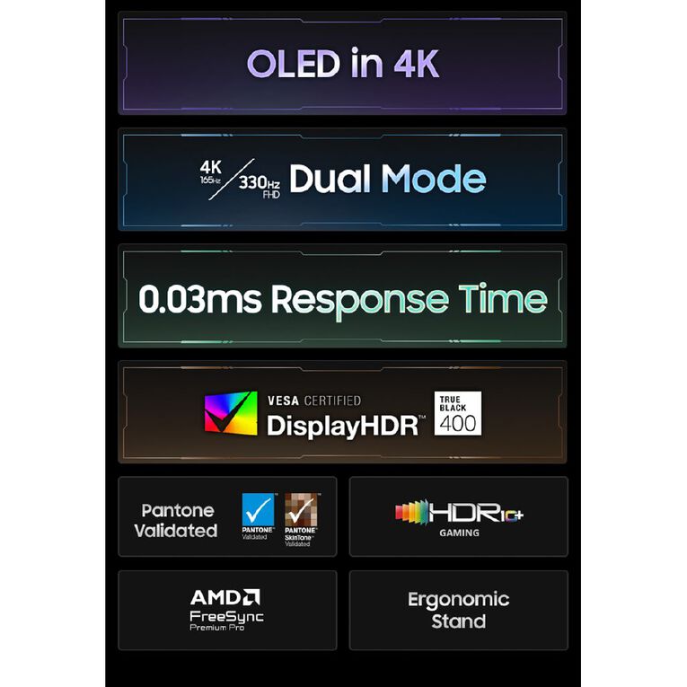 Samsung 32" Odyssey OLED G7 (G73SH) 4K 165Hz / FHD 330Hz Gaming Monitor, , hi-res