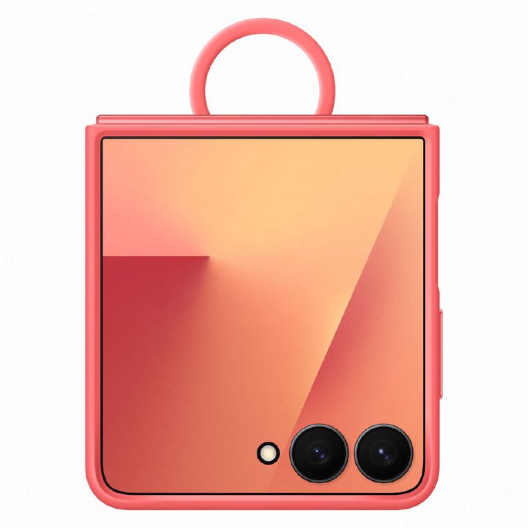 Samsung Z Flip7 Silicone Case With Ring - Coral Red, , hi-res