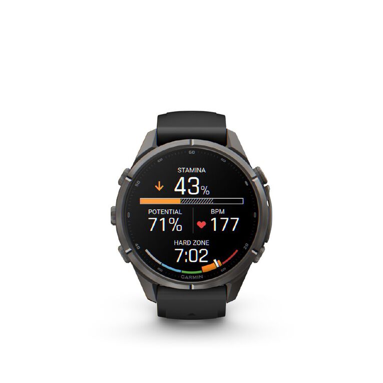 Garmin Fenix 9 Pro 43mm AMOLED - Carbon Grey DLC Titanium With Black/Pebble Grey Silicone Band, , hi-res