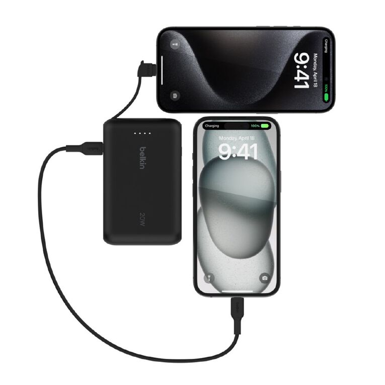 Belkin BoostCharge Power Bank 10K with Integrated Cable - Black, , hi-res