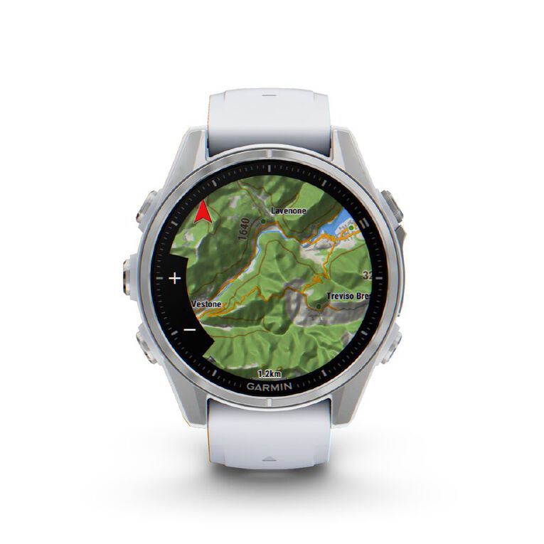 Garmin Fenix 8 43mm Glass AMOLED - Bare Stainless Steel with Whitestone Band, , hi-res
