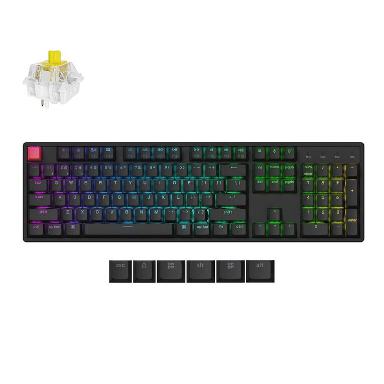 Keychron K10 QMK Wireless Mechanical Keyboard (Version 2), RGB Backlight Aluminum Frame (Hot-Swappable) - Banana Super Switch, , hi-res