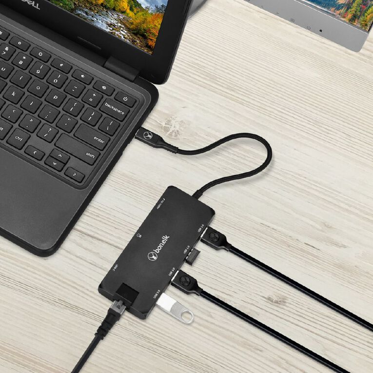 Bonelk Long-Life USB-C to 8-in-1 Multiport Hub - Black, , hi-res
