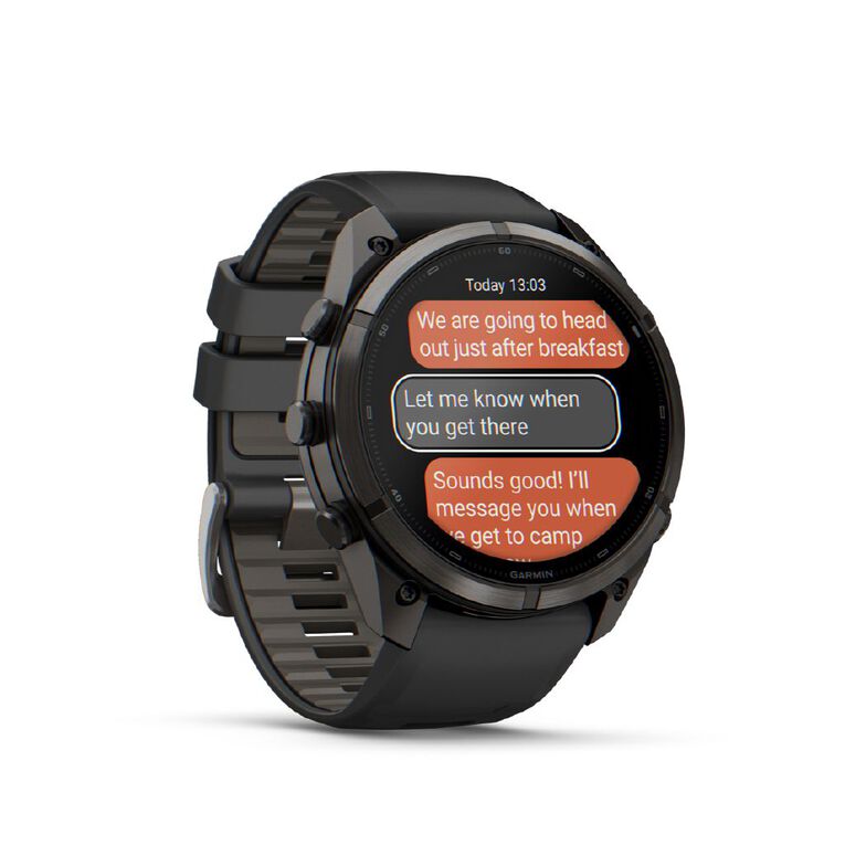 Garmin Fenix 9 Pro 51mm AMOLED inReach - Carbon Grey DLC Titanium With Black/Pebble Grey Silicone Band, , hi-res
