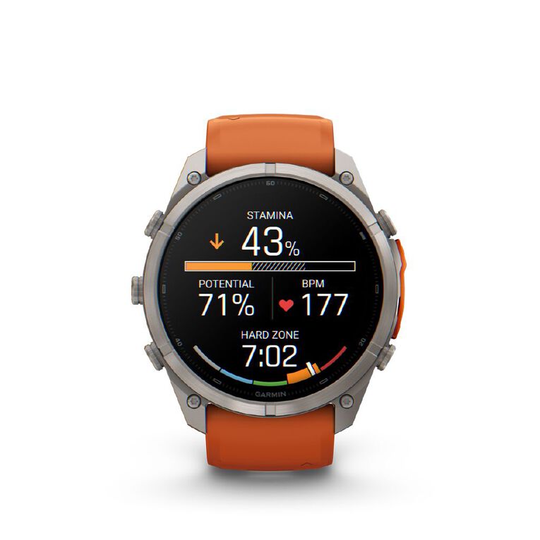 Garmin Fenix 9 Pro 51mm AMOLED - Titanium With Autumn Orange/Spark Orange Silicone Band, , hi-res