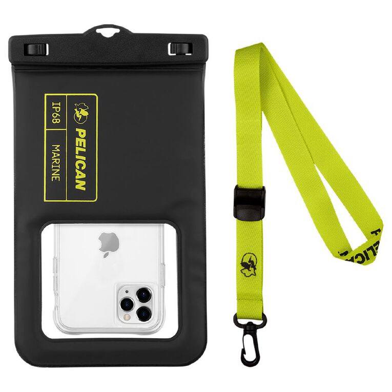 Pelican Waterproof Floating Phone Pouch XL - Black/Neon Green, , hi-res