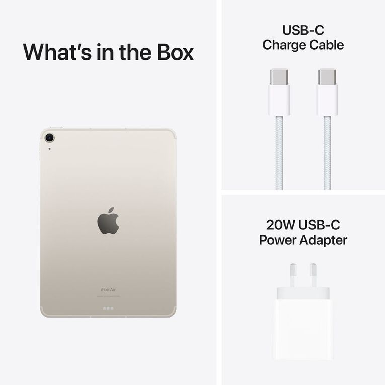 Apple iPad Air 11 Inch M2 Wi-Fi + Cellular 512GB - Starlight, , hi-res