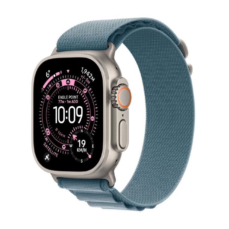 Apple Watch Ultra 3 Cellular 49mm Natural Titanium Case with Light Blue Alpine Loop Medium, , hi-res