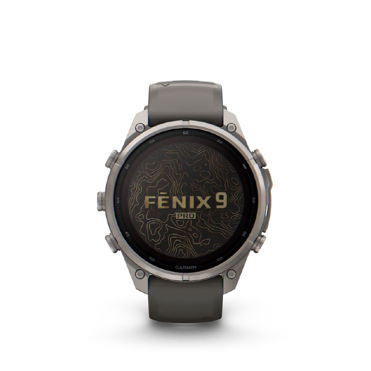 Garmin Fenix 9 Pro 47mm Solar - Titanium With Pebble Grey Silicone Band, , hi-res