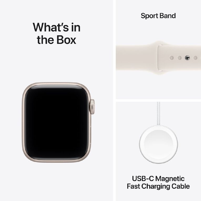 Apple Watch SE 3 GPS 40mm Starlight Aluminium Case with Starlight Sport Band S/M, , hi-res