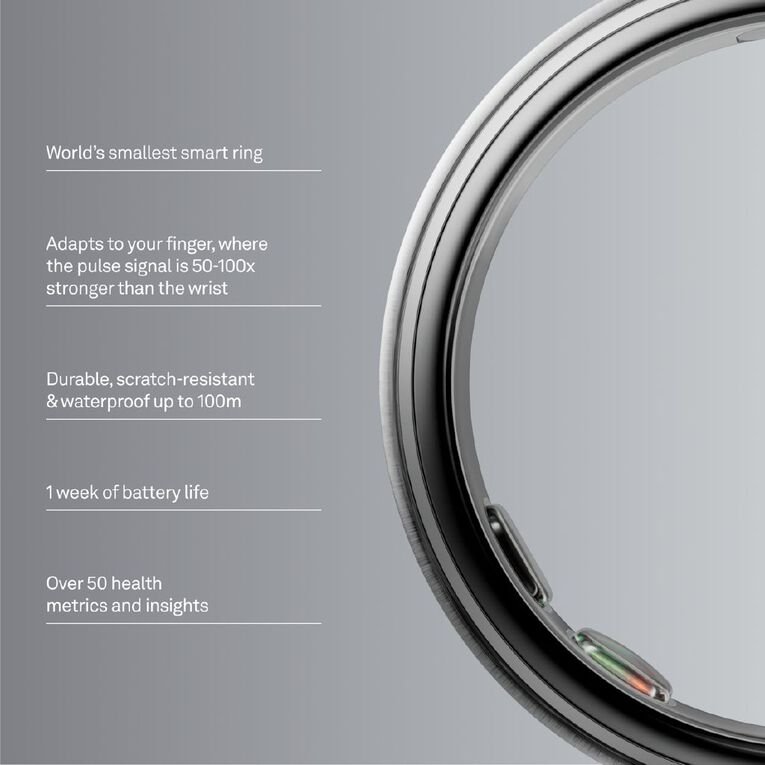 Oura Ring 5 Brushed Silver - Size 9, , hi-res