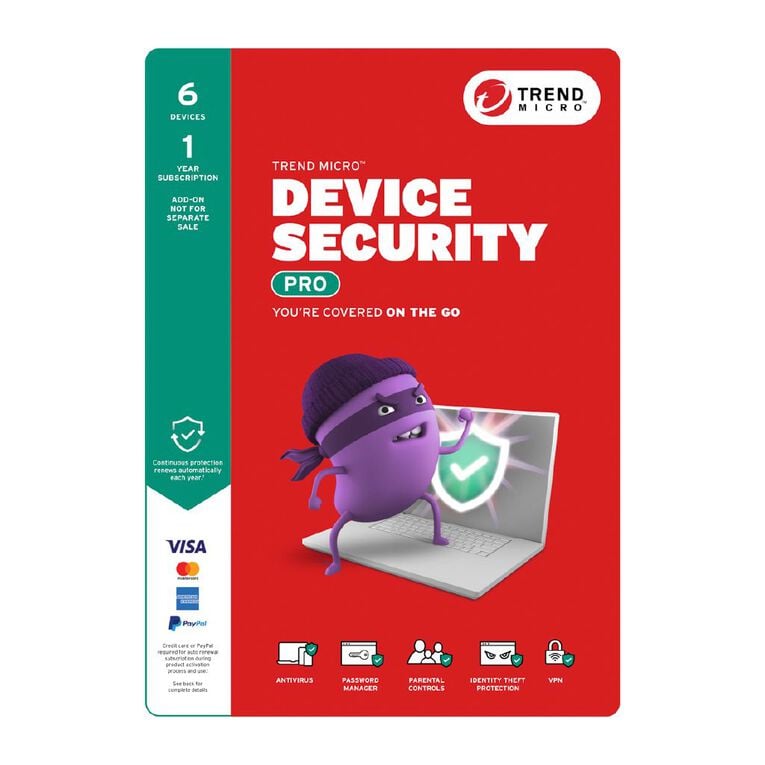 Trend Micro Device Security Pro 6 Device 1 Year Subscription, , hi-res