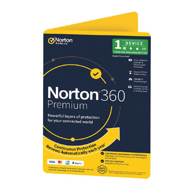 Norton 360 Premium 100GB 1 Device 12 Month Subscription