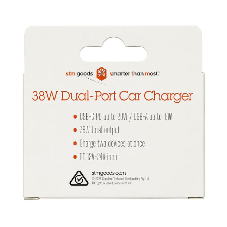 STM Dual 38W USB-C And USB-A Car Charger, , hi-res
