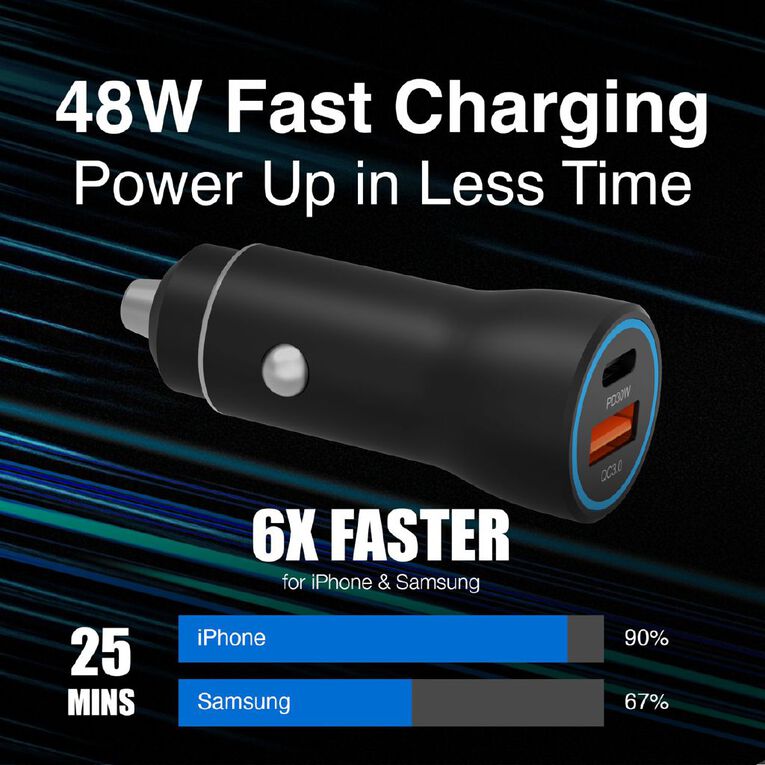 Laser 48W Dual USB-A & USB-C Car Charger, , hi-res