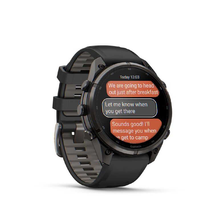Garmin Fenix 9 Pro 47mm AMOLED inReach - Carbon Grey DLC Titanium With Black/Pebble Grey Silicone Band, , hi-res