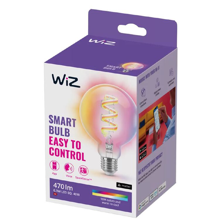 WiZ Wi-Fi BLE 6.3W G95 E27 RGB CL 1CT/6, , hi-res