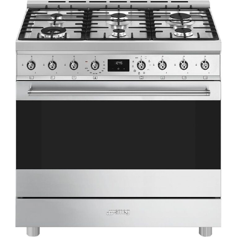 Smeg 90cm Freestanding Oven with Gas Cooktop - Stainless, , hi-res
