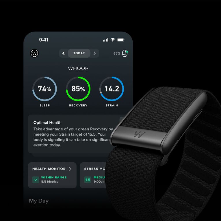WHOOP Peak 5.0 Health and Fitness Tracker - Obsidian, , hi-res