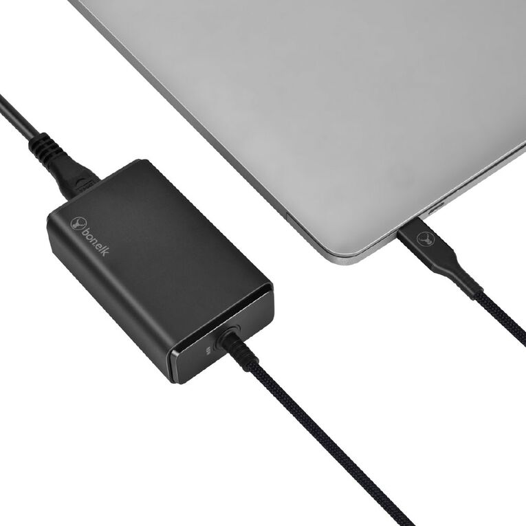 Bonelk Long-Life 65W PD GaN Desktop Charger, in-built USB-C Cable 1.5m - Black, , hi-res