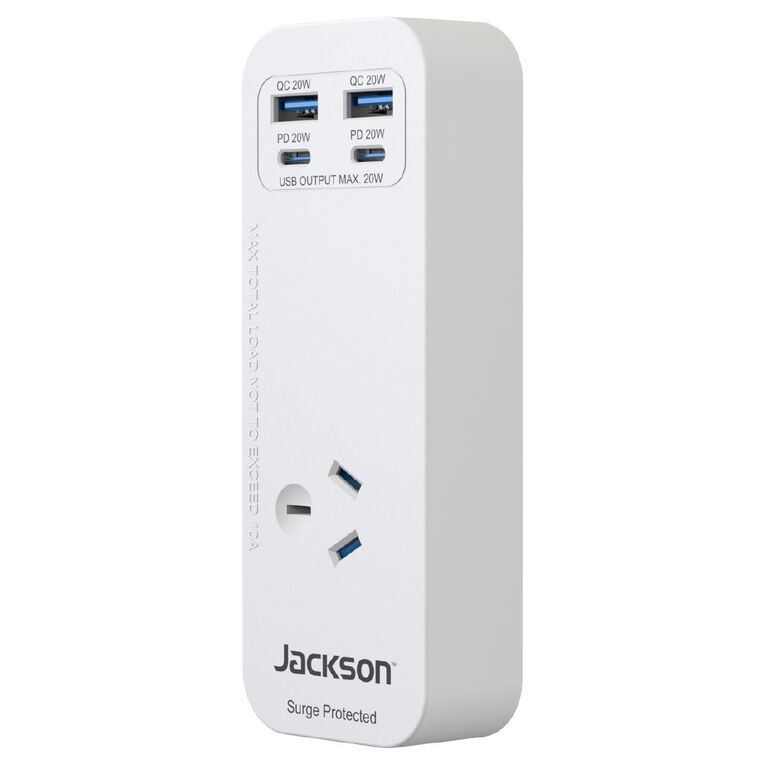 Jackson Rapid Charge USB-C & USB-A Portable Powerboard - White, , hi-res