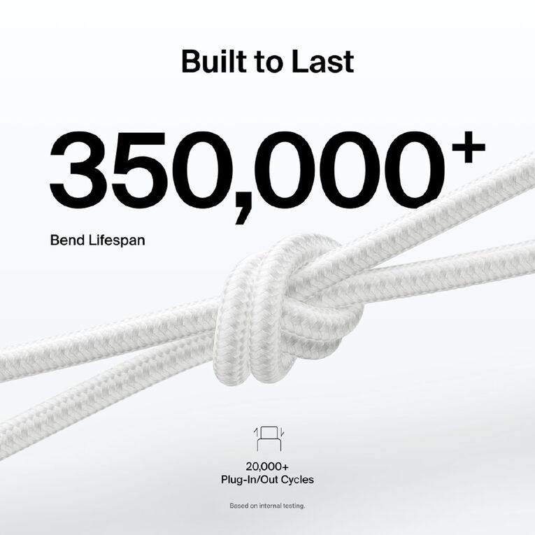 Belkin BoostCharge Pro Braided USB-A Cable with Lightning Connector, 2m - White, , hi-res